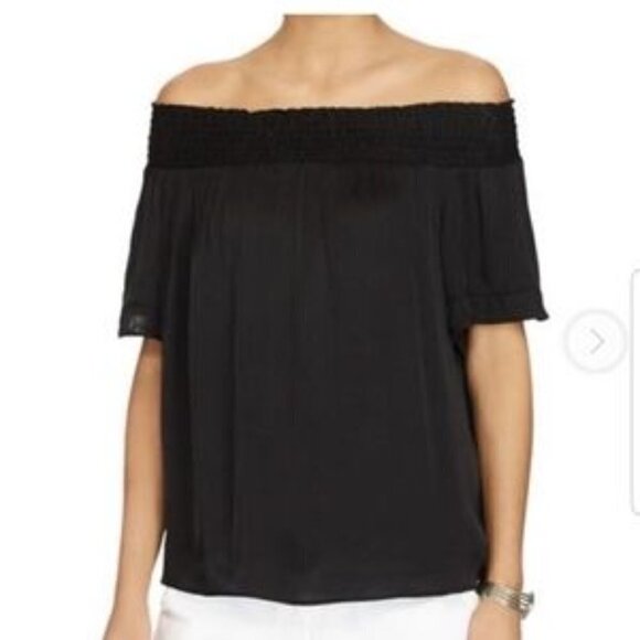 Ralph Lauren Denim & Supply Silky Black Womens Off-The-Shoulder Pull Over Top - Picture 1 of 7